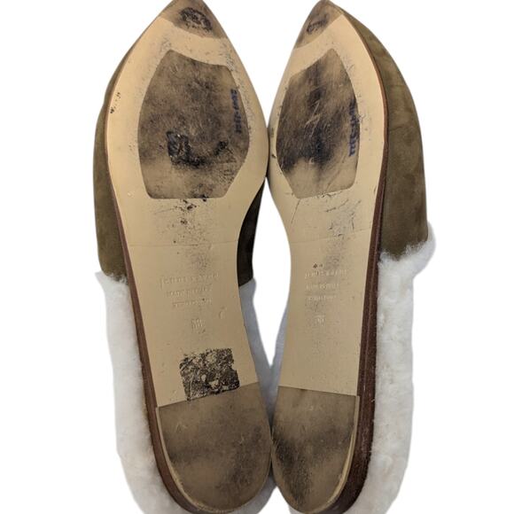 Jenni Kayne Shearling Mule Slippers Size 8 – Suede Pointed Toe Cozy Slides - Picture 6 of 9